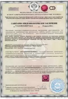 Санитарно-эпидемиологическое заключение клиника Санати